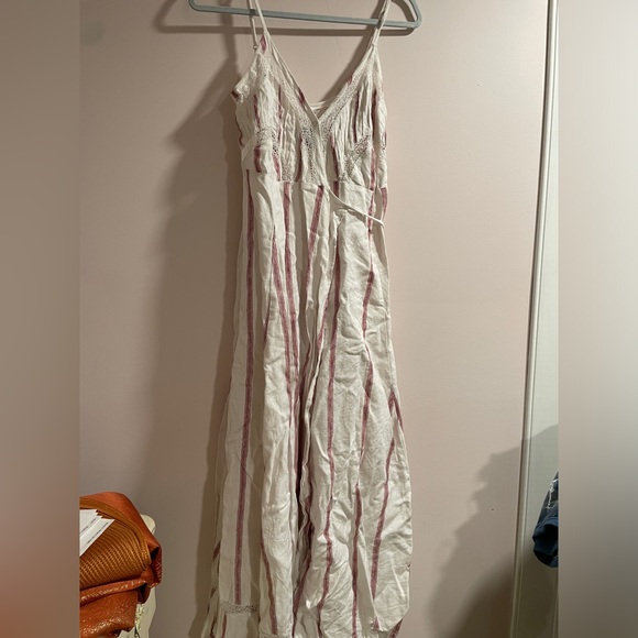 Reformation Daria Wrap Midi Linen Dress Size Medium - Picture 2 of 5